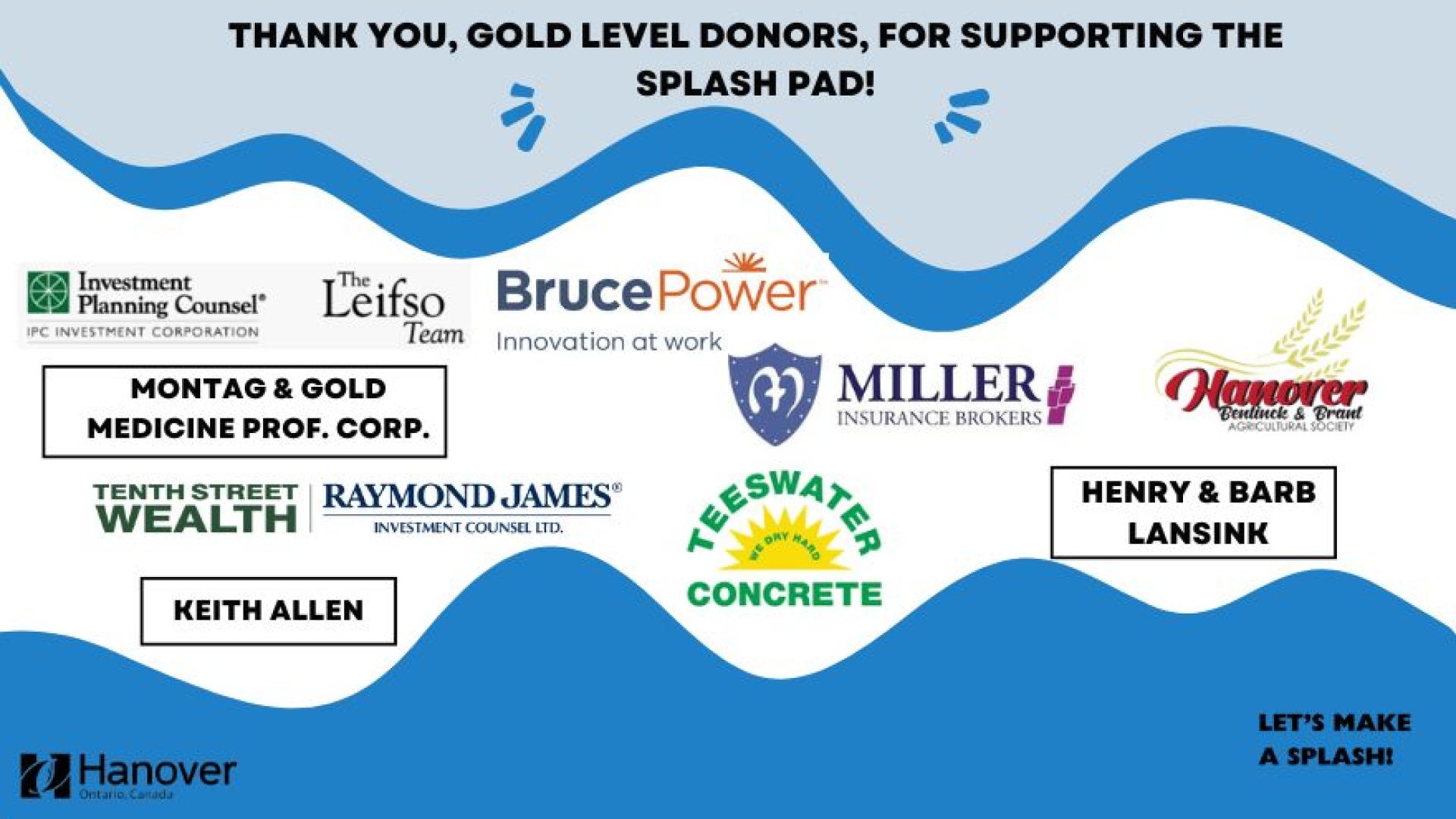 Splash Pad Gold Donors