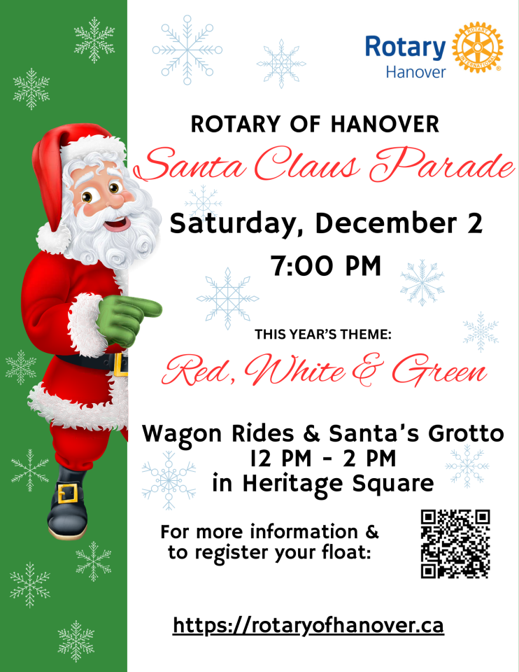 Santa Claus Parade, December 2nd at 7pm on Main Street, Hanover.