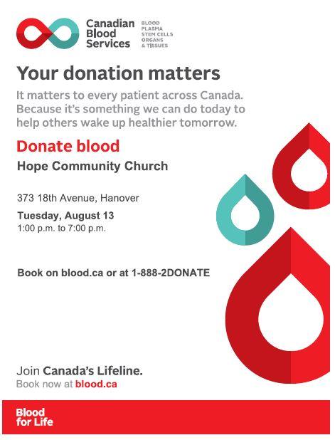 Hanover Blood Donation Event - Aug 13 