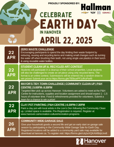 Earth Day Agenda items. 