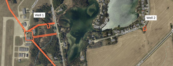 Map location of Well Number One and Number Two